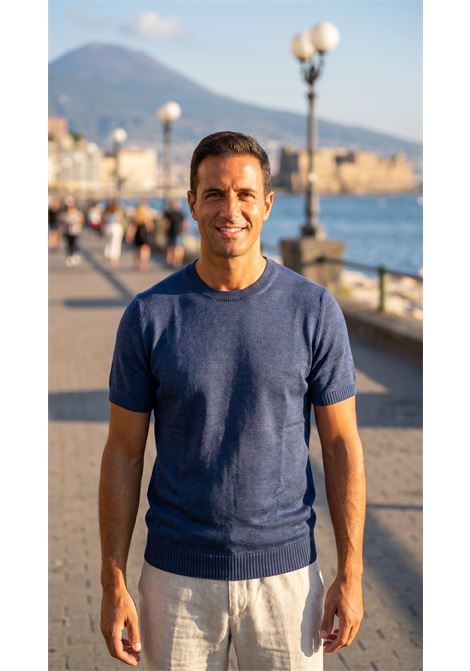 T-shirt in maglia Tagliatore azzurra in lino e cotone TAGLIATORE | T-shirt | JOSH GSE26-02520